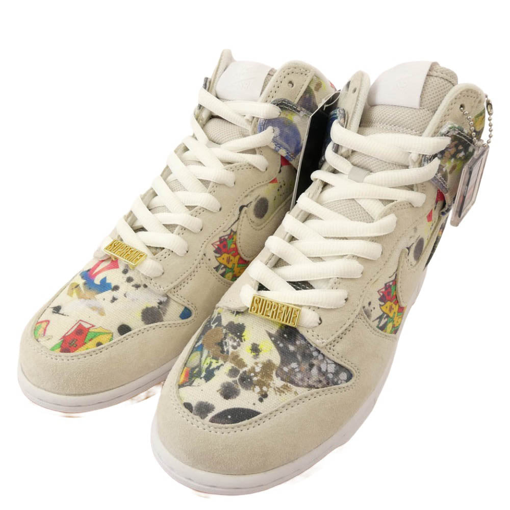 Supreme シュプリーム 23AW FD8779-100 ×DUNK HIGH OG QS Rammellzee ダンク ハイ ラメルジー ハイカット スニーカー オフホワイト系 27.5cm【極上美品】【中古】