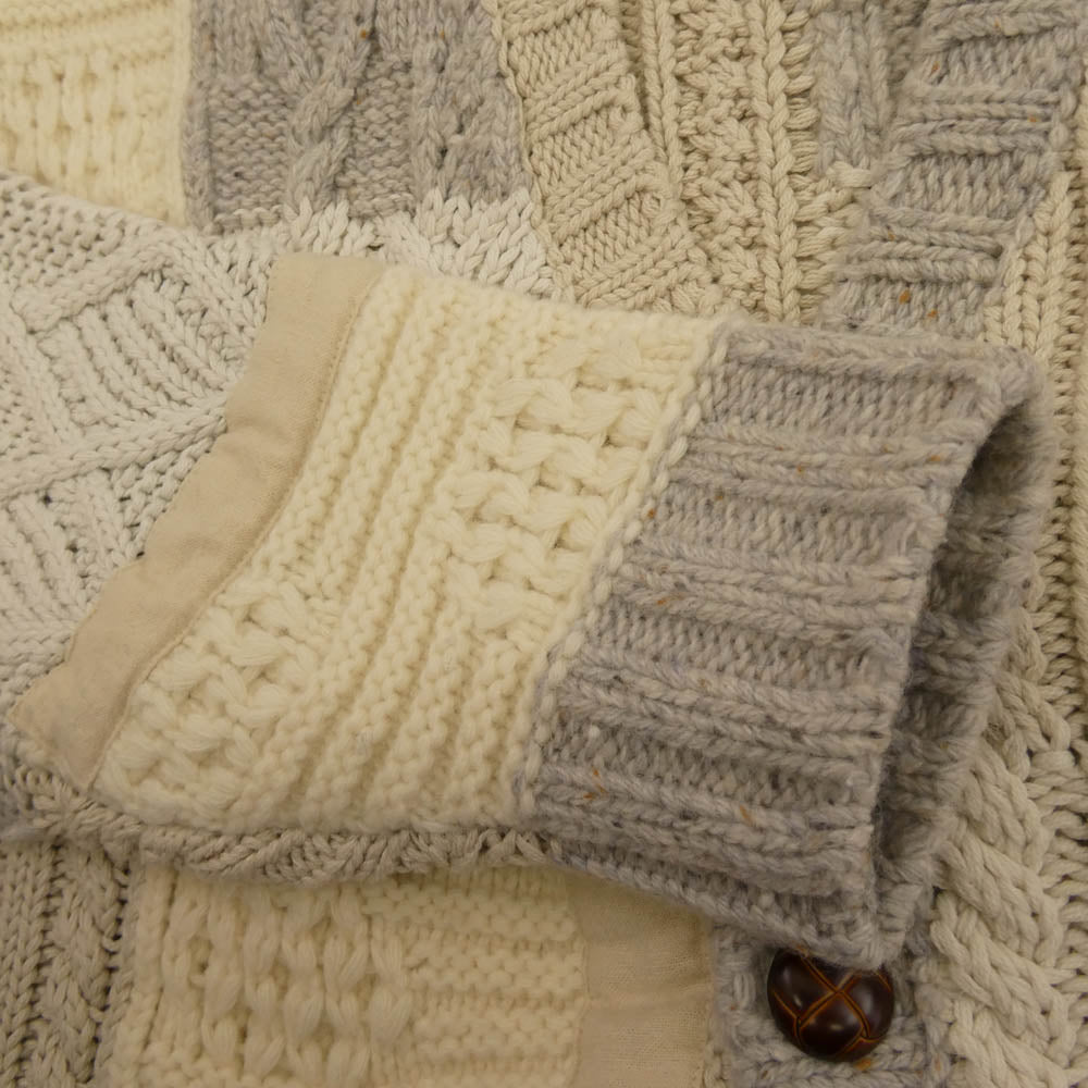 Supreme シュプリーム 23AW patchwork cable knit cardigan パッチワーク ケーブル ニット カーディガン オフホワイト系 グレー系 S【極上美品】【中古】