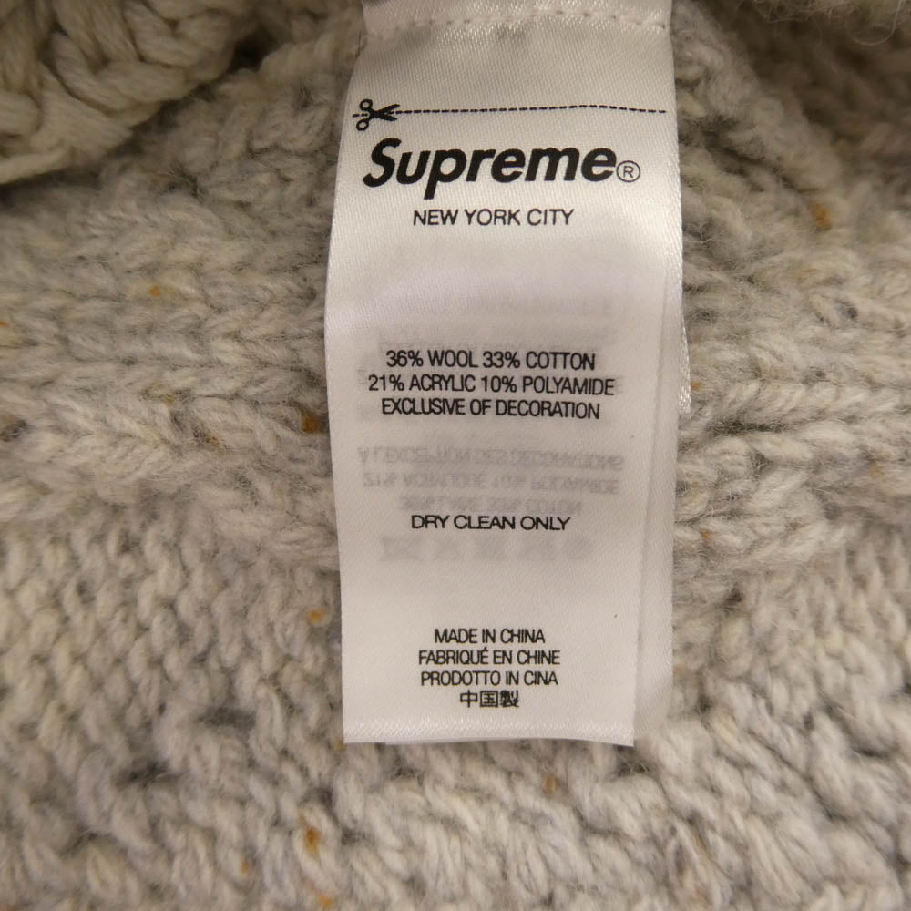 Supreme シュプリーム 23AW patchwork cable knit cardigan パッチワーク ケーブル ニット カーディガン オフホワイト系 グレー系 S【極上美品】【中古】