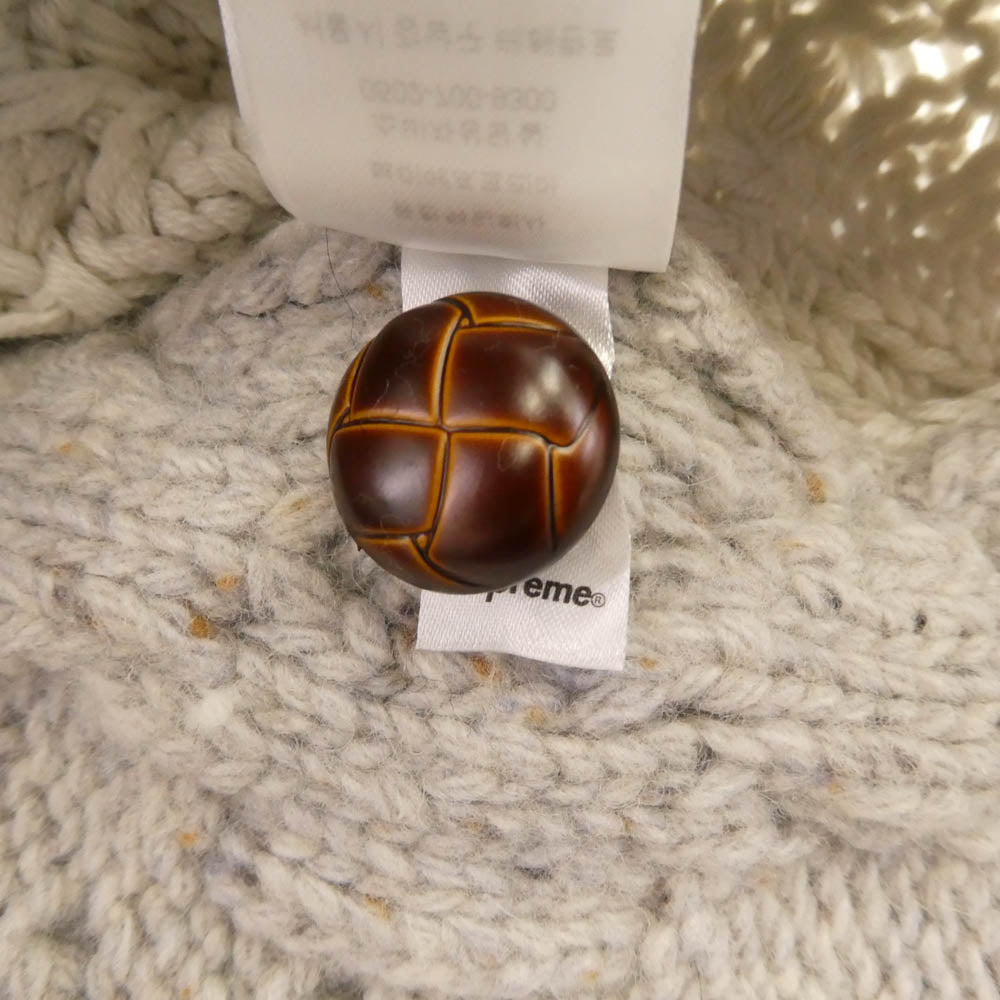 Supreme シュプリーム 23AW patchwork cable knit cardigan パッチワーク ケーブル ニット カーディガン オフホワイト系 グレー系 S【極上美品】【中古】