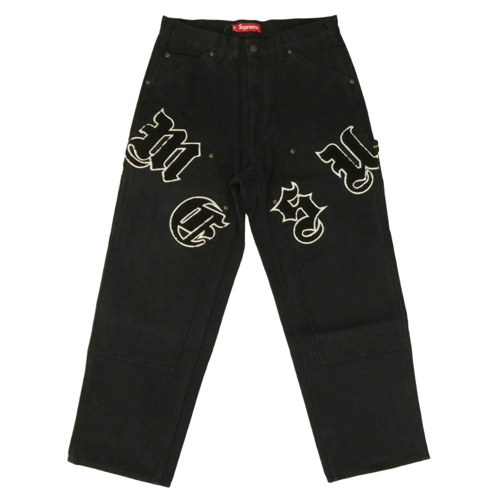 Supreme シュプリーム 25SS Old English Double Knee Painter Pant オールド イングリッシュ ダブル ニー ペインター パンツ ブラック系 32【極上美品】【中古】
