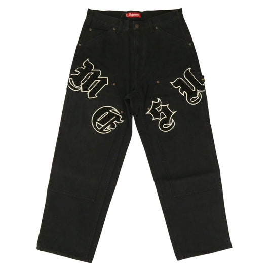 Supreme シュプリーム 25SS Old English Double Knee Painter Pant オールド イングリッシュ ダブル ニー ペインター パンツ ブラック系 32【極上美品】【中古】