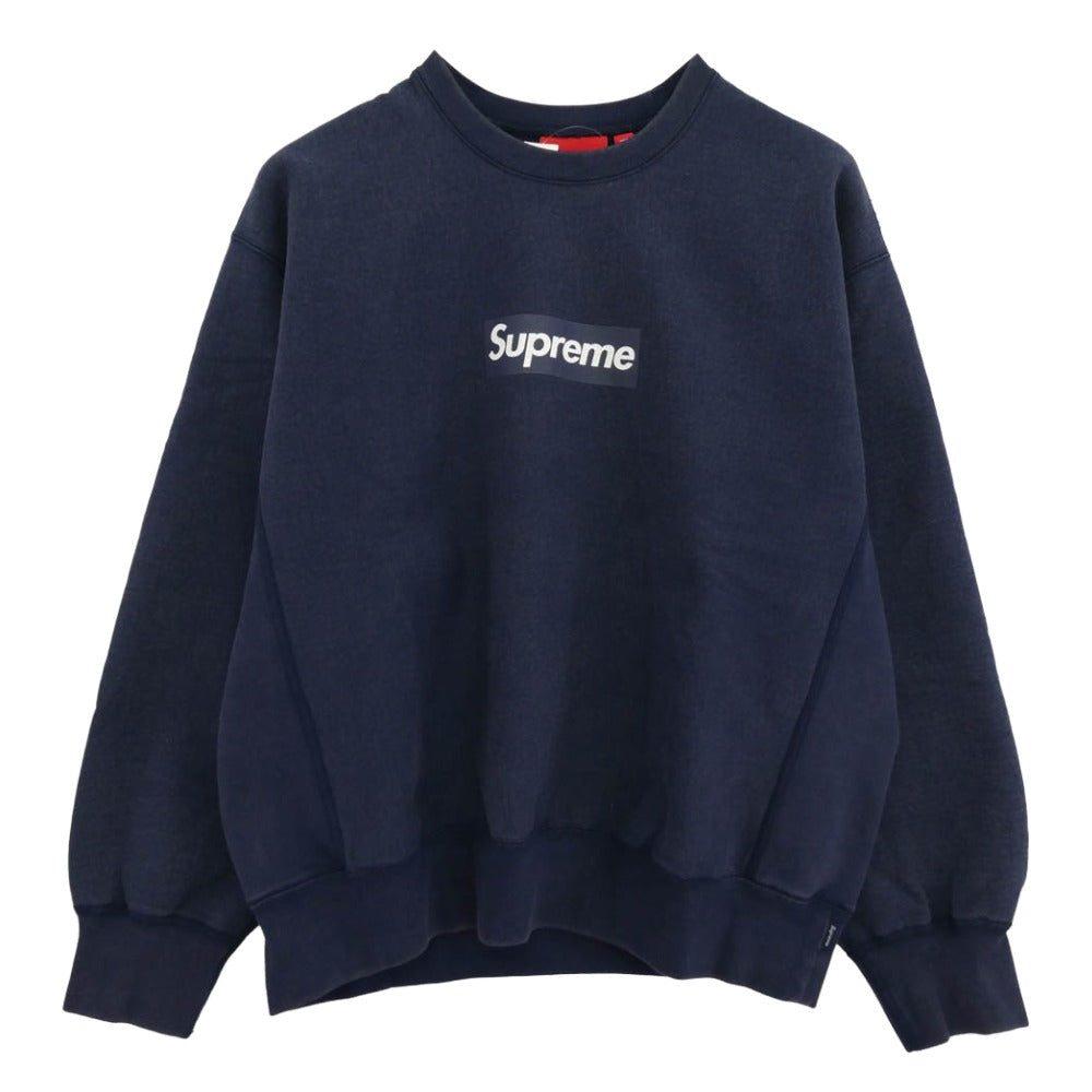 Supreme シュプリーム 25SS Washed Box Logo Crewneck ウォッシュド ボックス ロゴ クルーネック スウェット ネイビー系 M【極上美品】【中古】