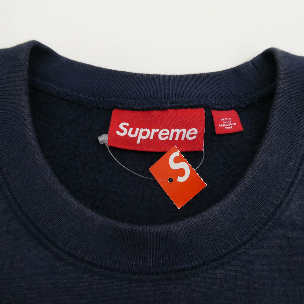 Supreme シュプリーム 25SS Washed Box Logo Crewneck ウォッシュド ボックス ロゴ クルーネック スウェット ネイビー系 M【極上美品】【中古】