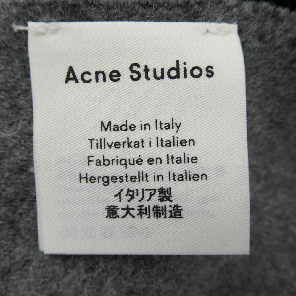 ACNE STUDIOS アクネストゥディオズ ロゴ ウール フリンジ マフラー グレー系【中古】