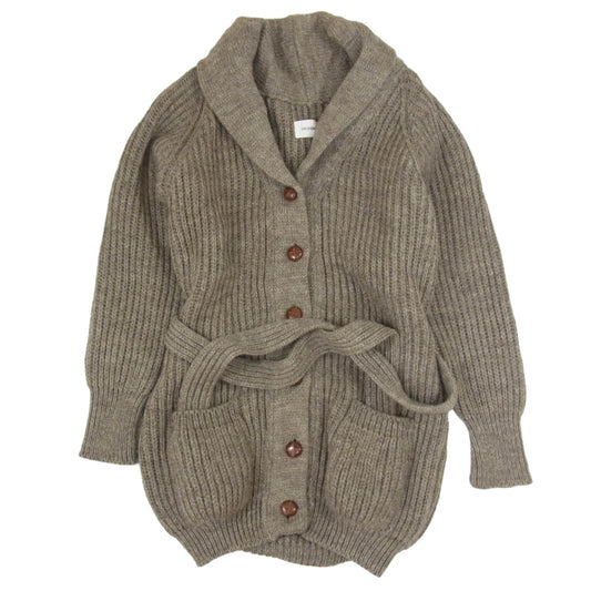 Deuxieme Classe ドゥーズィエムクラス 10-080-50-5090-3-0 ウールニット ベルテッド ショールカラー カーディガン ブラウン系 サイズ表記無【中古】