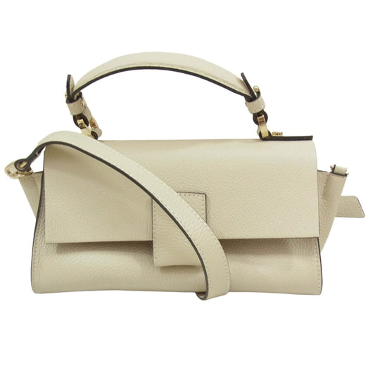 ロリステッラ 2WAY レザー ハンドバッグ ショルダーバッグ オフホワイト系【中古】