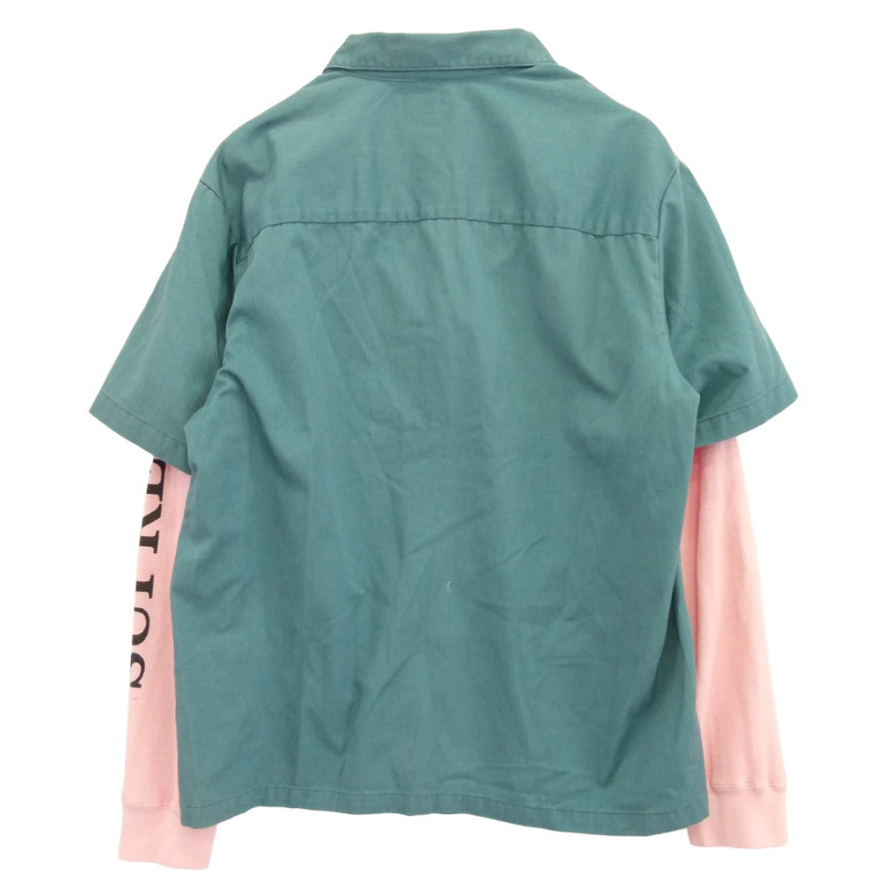 Supreme シュプリーム 21AW Thermal Work Shirt サーマル ワークシャツ グリーン系 ピンク系 L【中古】