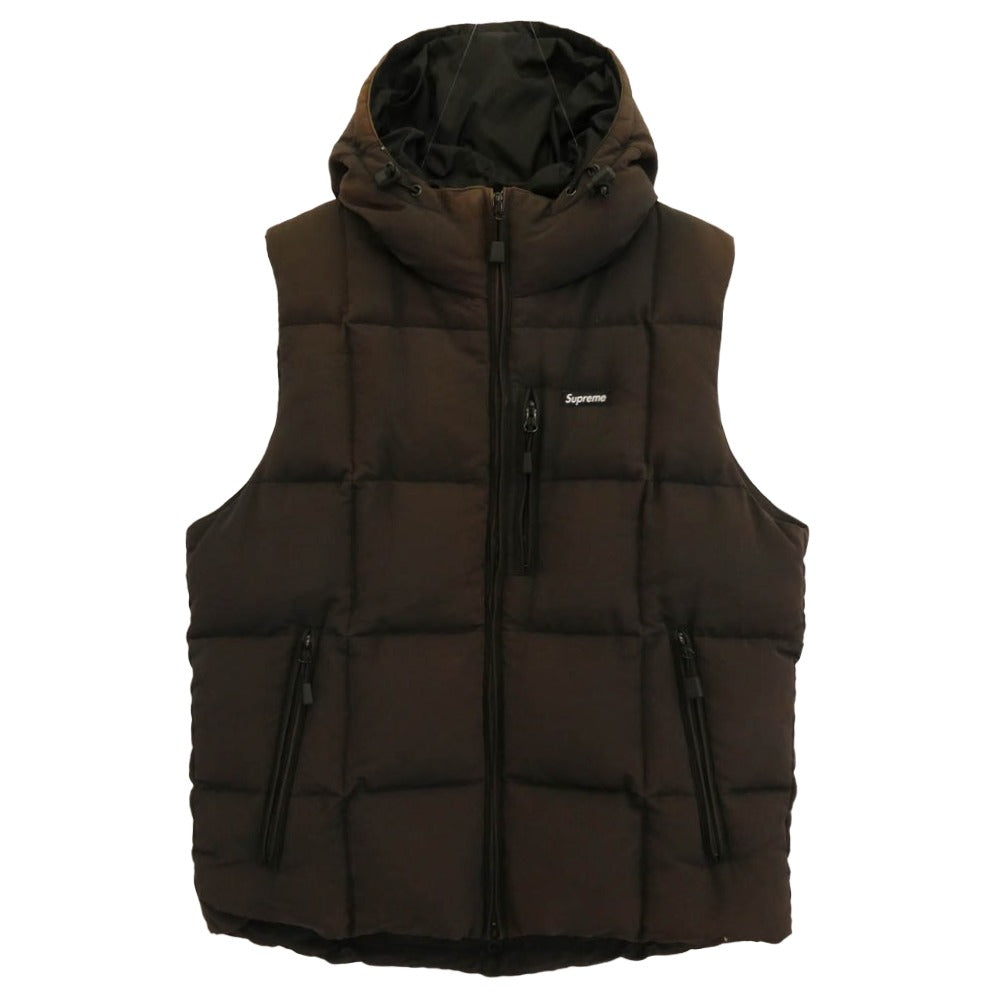 Supreme シュプリーム 14AW ワングラム期 Iridescent Puffy Vest スモールボックスロゴ フーデッド ダウン ベスト ブラック系 M【中古】