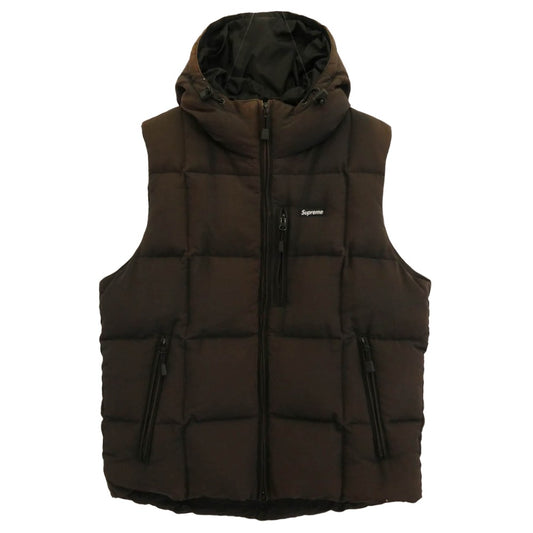 Supreme シュプリーム 14AW ワングラム期 Iridescent Puffy Vest スモールボックスロゴ フーデッド ダウン ベスト ブラック系 M【中古】