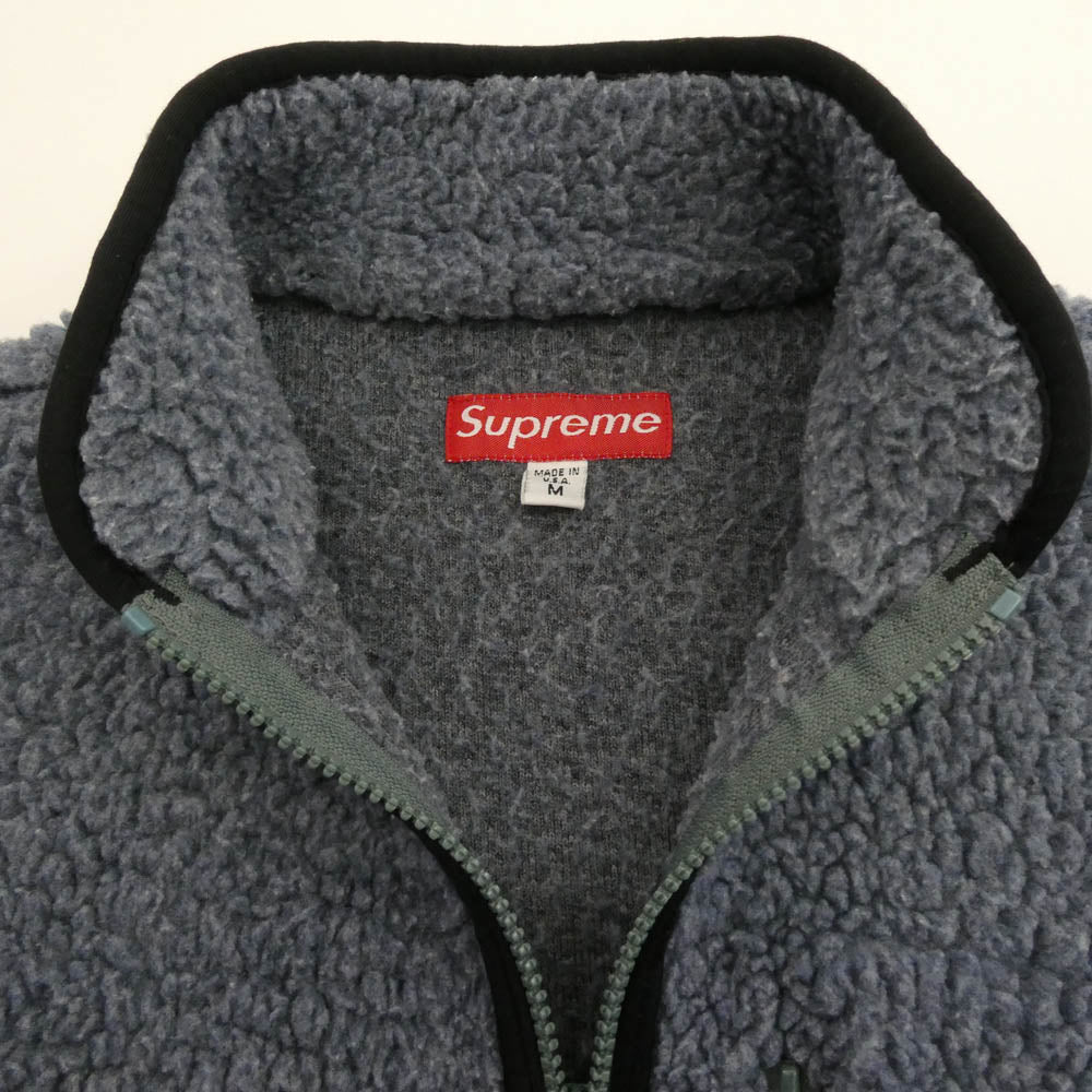Supreme シュプリーム 初期タグ USA製 90s～00s ジップアップ フリースジャケット ライトブルー系 M【中古】