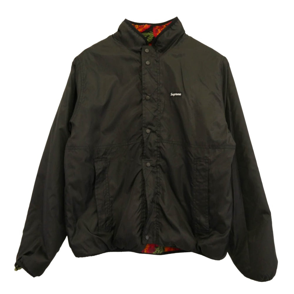Supreme シュプリーム 16AW ワングラム期 Roses Sherpa Fleece Reversible Jacket ローズシェルパ リバーシブル フリースジャケット レッド系 ブラック系 M【中古】