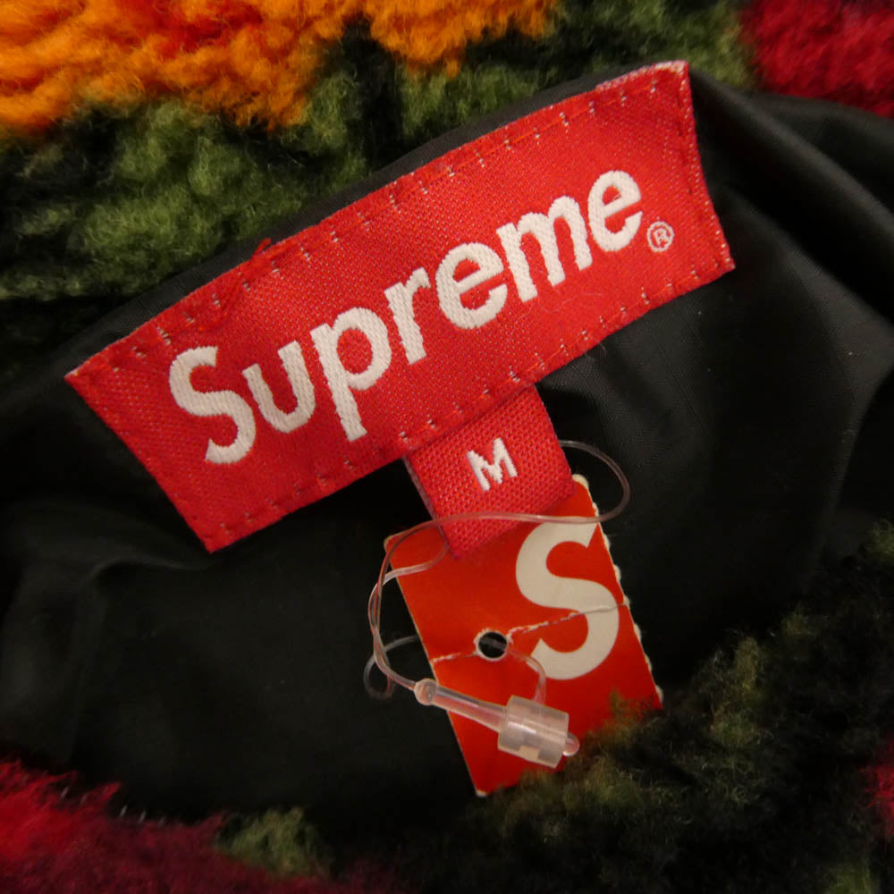 Supreme シュプリーム 16AW ワングラム期 Roses Sherpa Fleece Reversible Jacket ローズシェルパ リバーシブル フリースジャケット レッド系 ブラック系 M【中古】