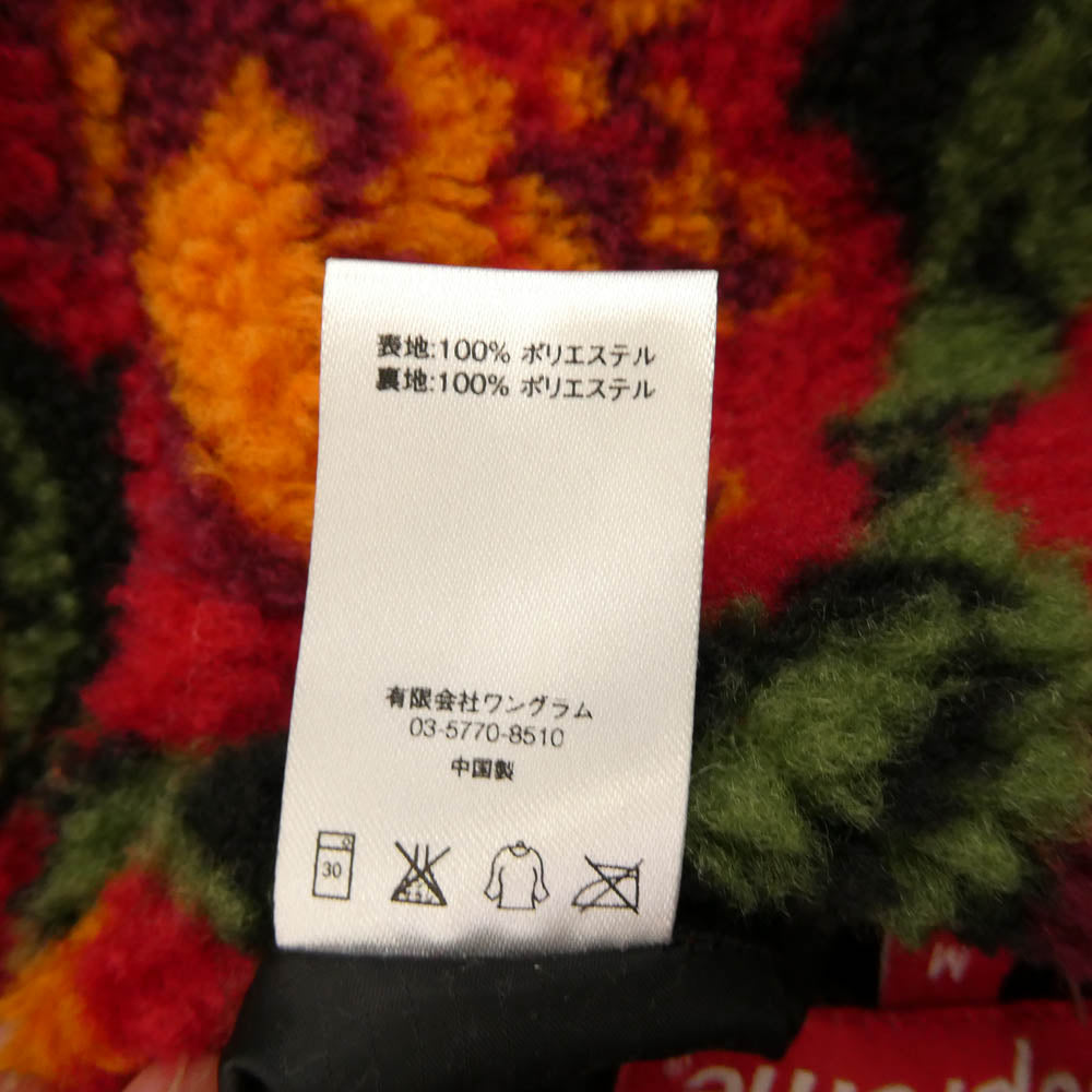 Supreme シュプリーム 16AW ワングラム期 Roses Sherpa Fleece Reversible Jacket ローズシェルパ リバーシブル フリースジャケット レッド系 ブラック系 M【中古】