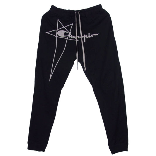 Rick Owens リックオウエンス CM02C9242-CHJEG × CHAMPION チャンピオン JOGGERS PANTS ロゴ刺繍 フルレングス ジョガーパンツ ブラック系 M【中古】