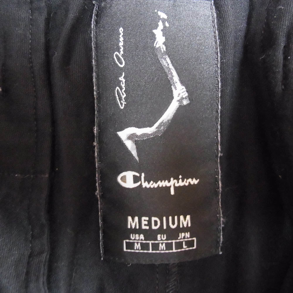 Rick Owens リックオウエンス CM02C9242-CHJEG × CHAMPION チャンピオン JOGGERS PANTS ロゴ刺繍 フルレングス ジョガーパンツ ブラック系 M【中古】