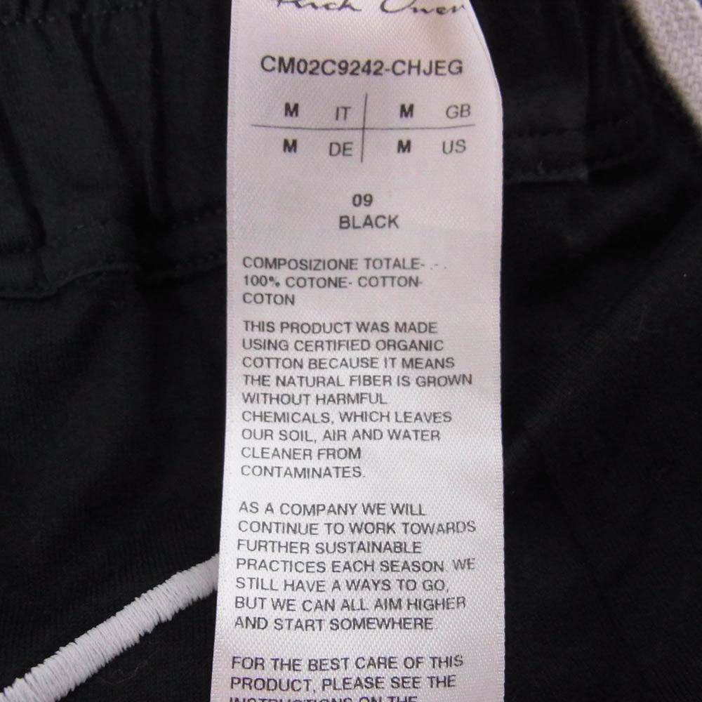 Rick Owens リックオウエンス CM02C9242-CHJEG × CHAMPION チャンピオン JOGGERS PANTS ロゴ刺繍 フルレングス ジョガーパンツ ブラック系 M【中古】