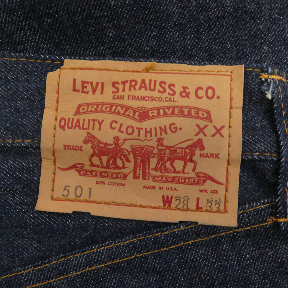 Levi's リーバイス デッドストック フラッシャー付き 501 BIGE 後期 両面不均等V 足長R ボタン裏刻印8 デニム パンツ インディゴブルー系【中古】