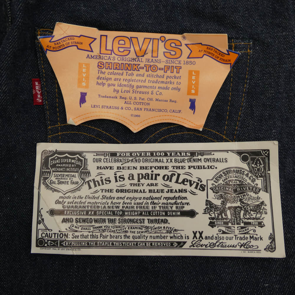 Levi's リーバイス デッドストック フラッシャー付き 501 BIGE 後期 両面不均等V 足長R ボタン裏刻印8 デニム パンツ インディゴブルー系【中古】