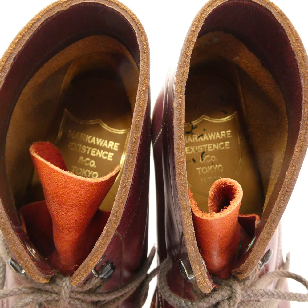 markaware マーカウェア レースアップ レザー ブーツ ワインレッド系 8.5【中古】