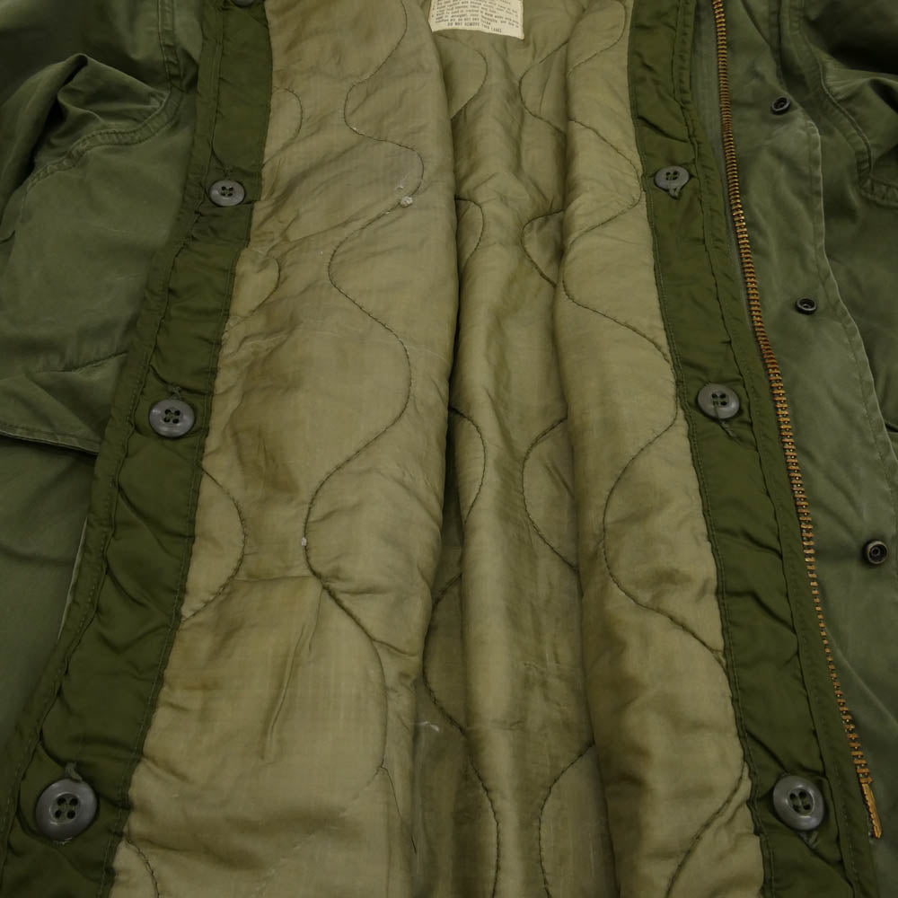 ヴィンテージ 8415-00-782-2883 8415-782-3217 U.S.ARMY 米軍 80s M-65 キルティングライナー付属 フィッシュテールパーカー モッズコート カーキ系【中古】