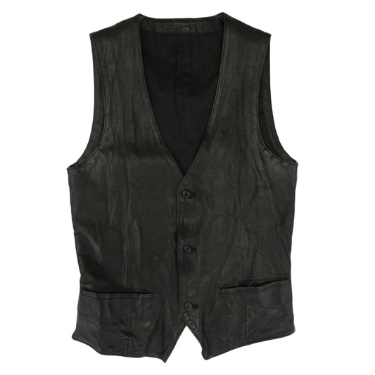 STRUM ストラム STL001-04 ドメスティックヘビータンドカーフ 製品染め レザー ベスト ブラック系 M【中古】