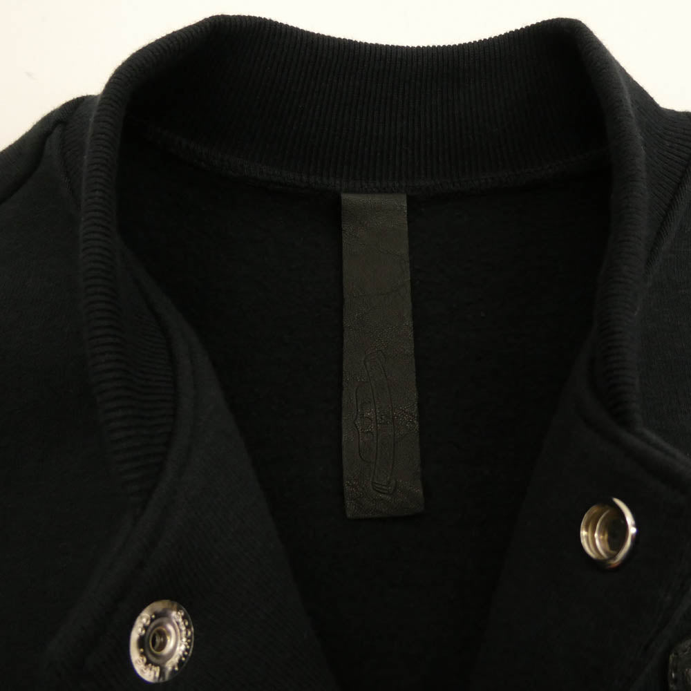 CHROME HEARTS クロムハーツ（原本無） JKT GRP NOT BOMBER CH ワッペンレザー 切り替え スタジャン ブルゾン ブラック系 L【極上美品】【中古】