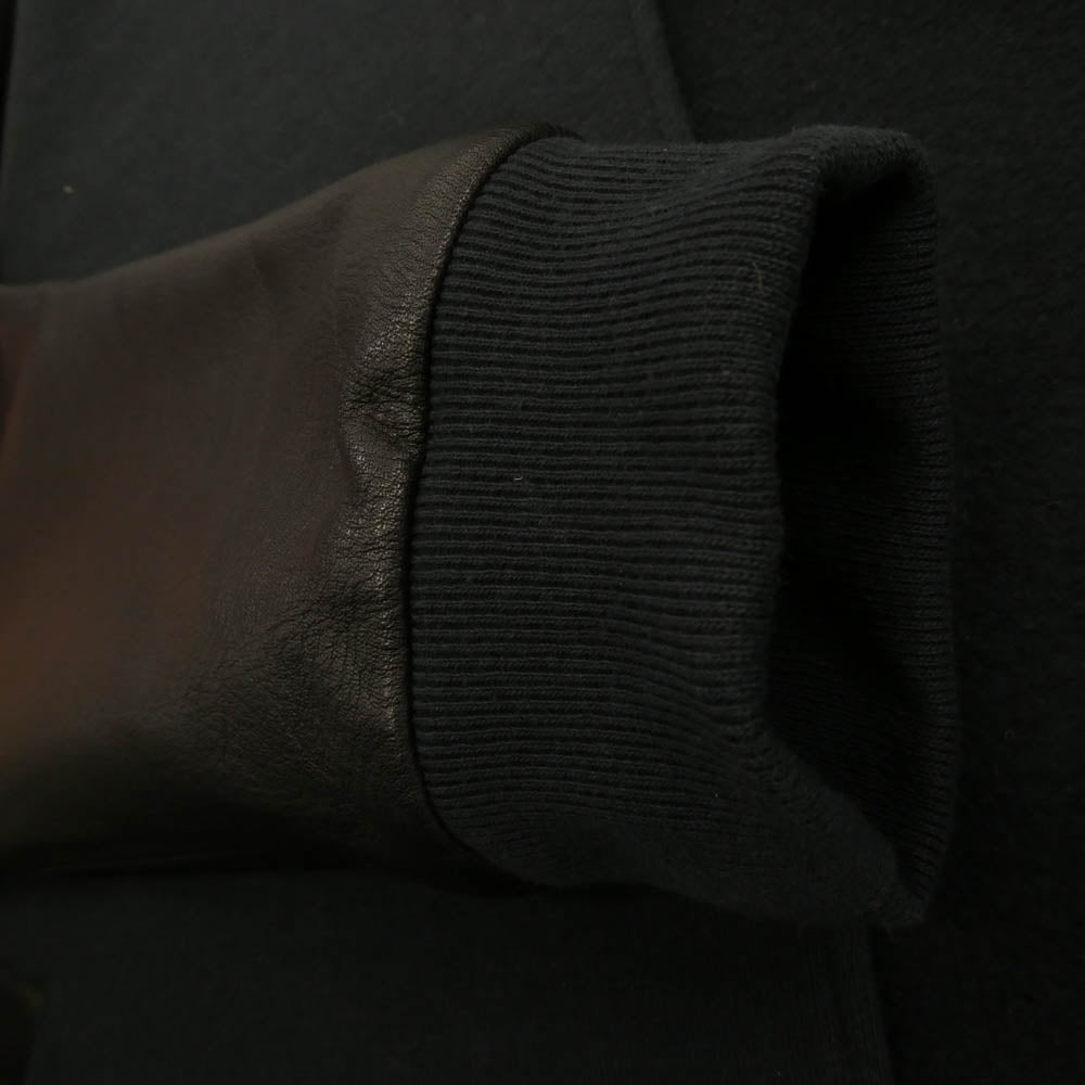 CHROME HEARTS クロムハーツ（原本無） JKT GRP NOT BOMBER CH ワッペンレザー 切り替え スタジャン ブルゾン ブラック系 L【極上美品】【中古】