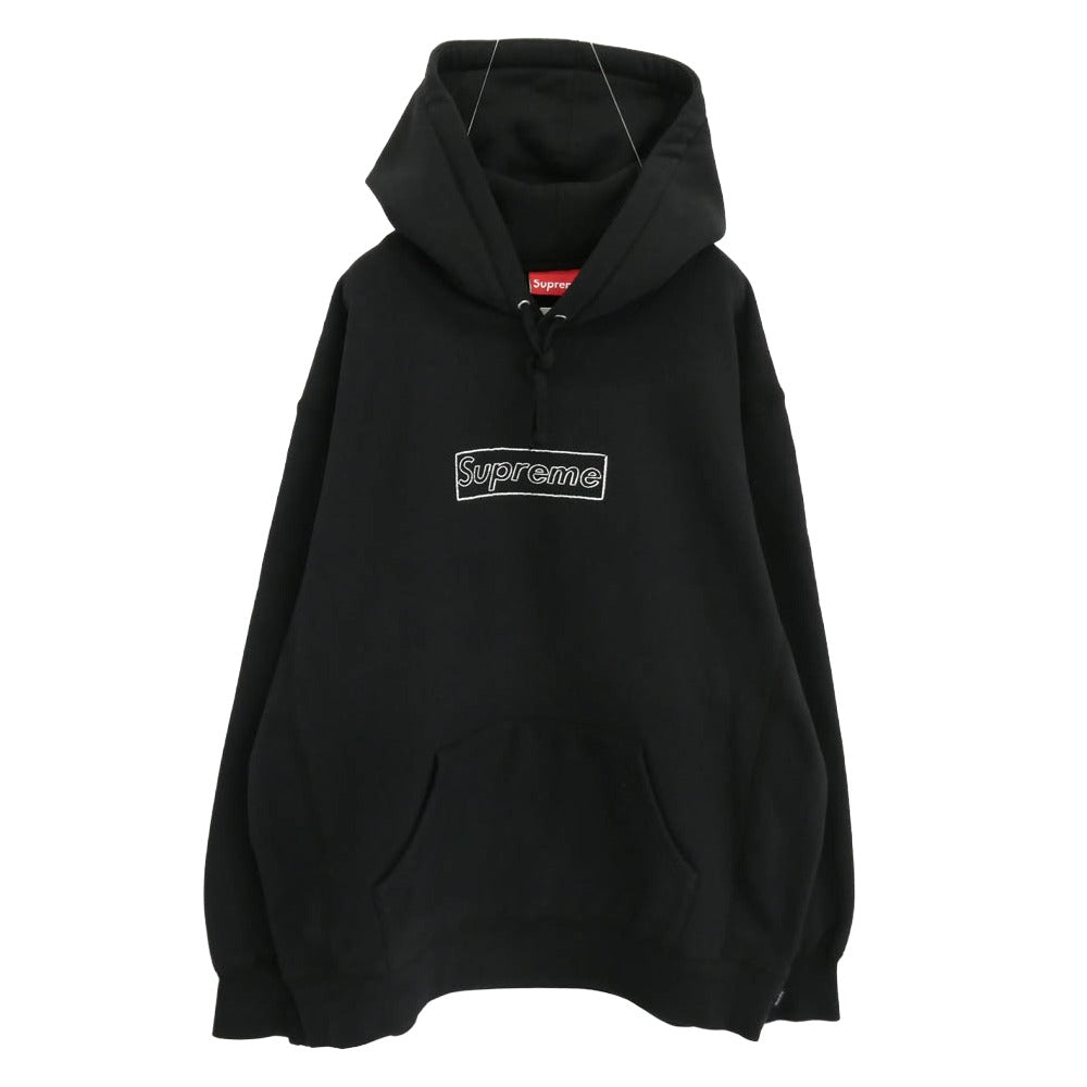 Supreme シュプリーム 21SS KAWS カウズ Chalk Logo Hooded Sweatshirt チョークロゴ ボックスロゴ プルオーバー パーカー フーディー ブラック系 L【美品】【中古】