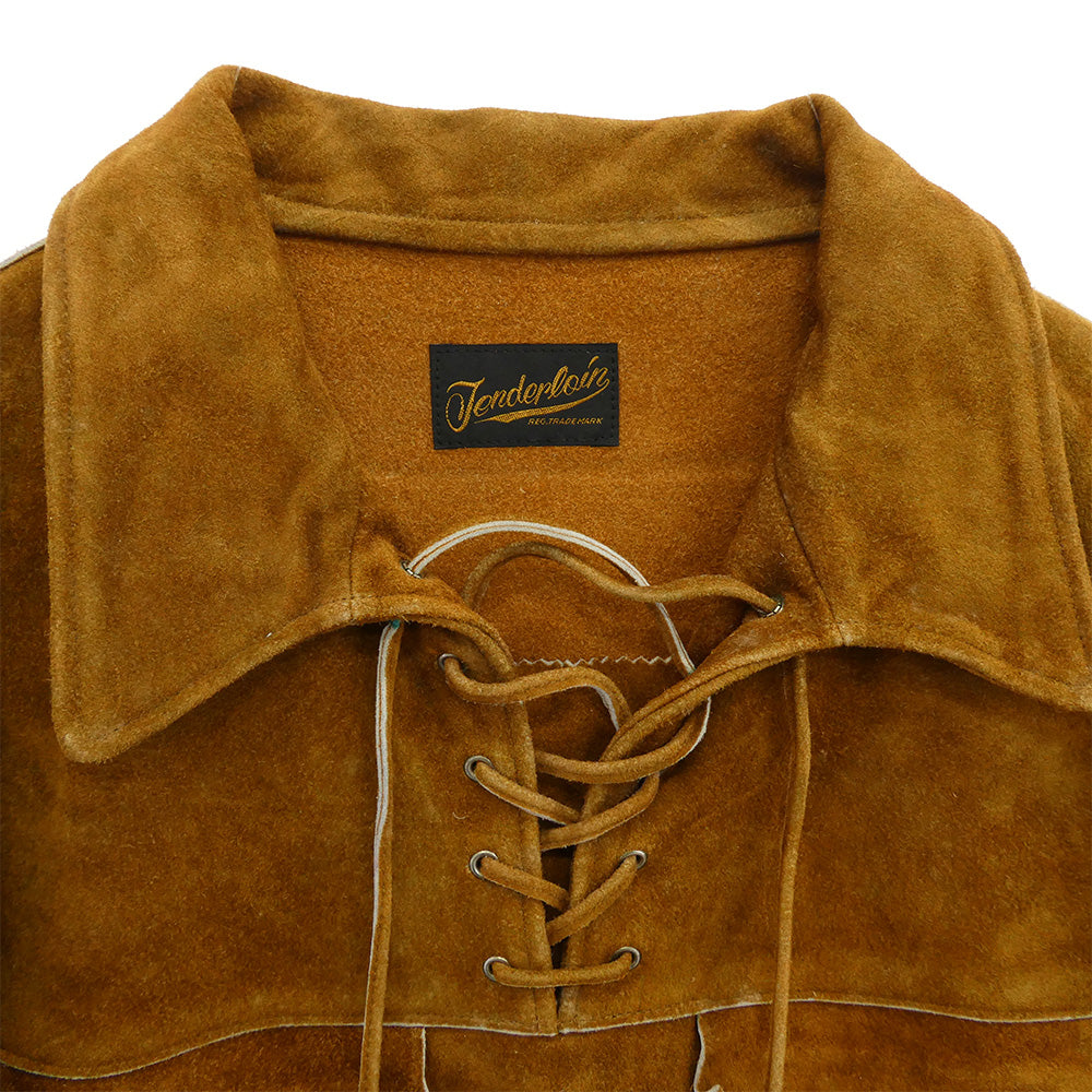 TENDERLOIN テンダーロイン T-LEATHER PULLOVER スエード レザー プルオーバー ジャケット ブラウン系 M【中古】