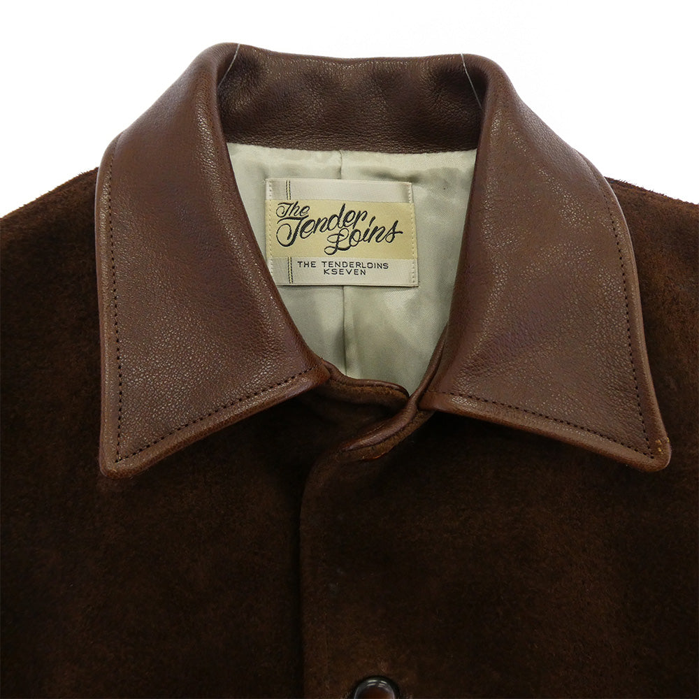 TENDERLOIN テンダーロイン T-LEATHER JKT W レザーカラー バッファロー 水牛レザー スエード ジャケット ブラウン系 M【美品】【中古】