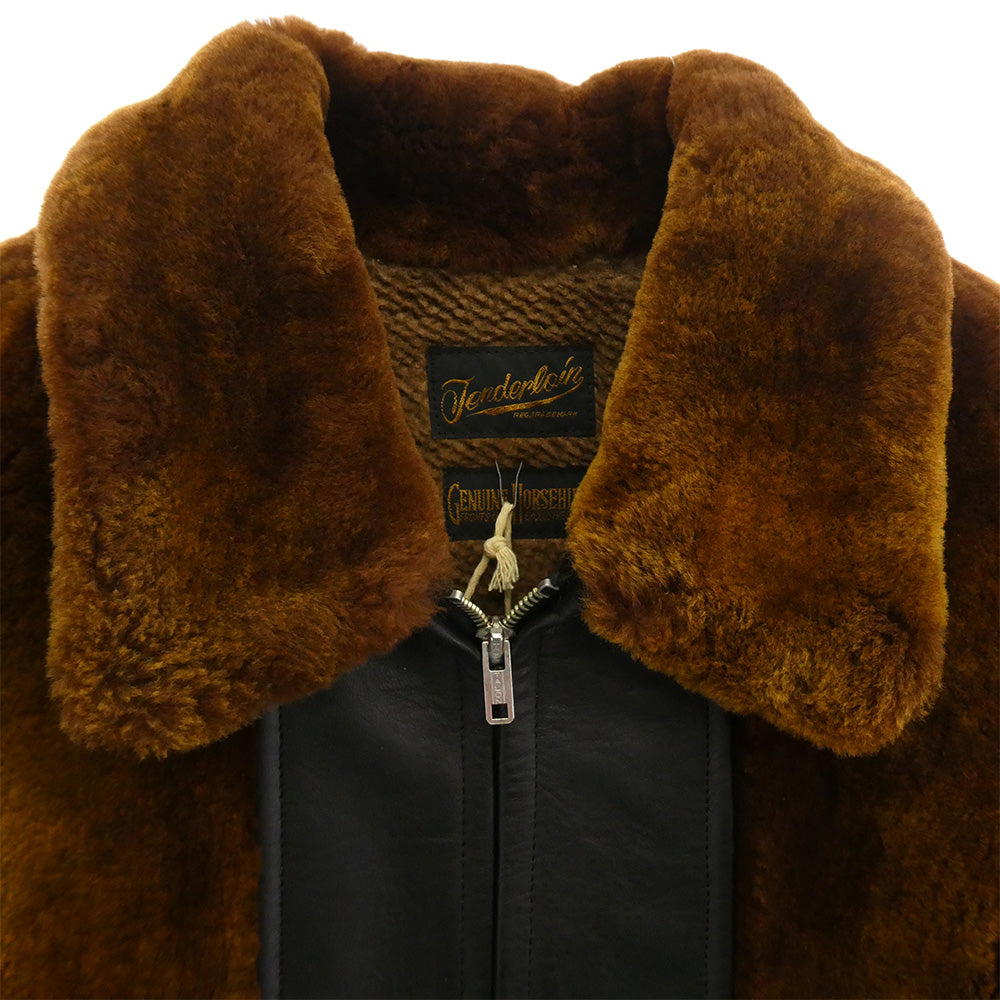 TENDERLOIN テンダーロイン T-GRIZZLY JKT 2 HORSE HIDE ホースハイド レザー切替 グリズリージャケット 熊ジャン ブラウン系 ブラック系 M【美品】【中古】