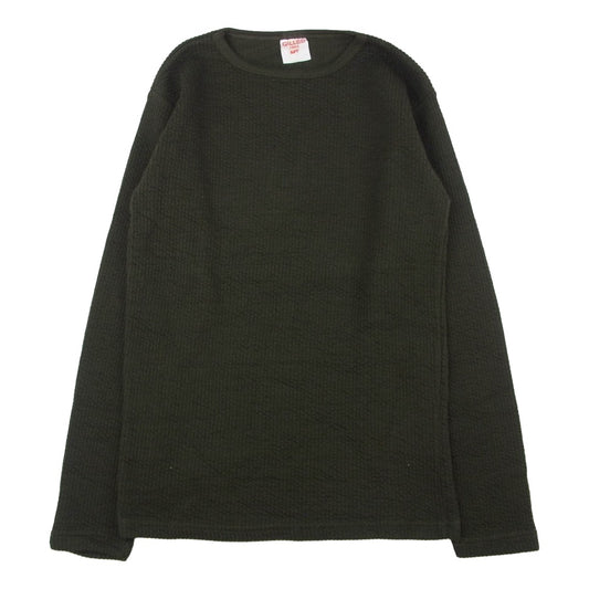 ヴィンテージ french army フランス軍 80s ワッフル カットソー トップス カーキ系 MT【中古】