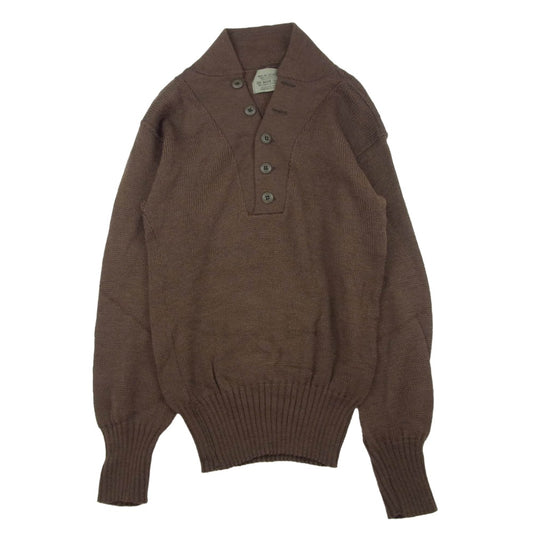 ヴィンテージ DLA100-85-C-0309 U.S.ARMY 米軍 85年納品 実物 USA製 ハーフボタン ウールニット セーター カーキ系 M【中古】