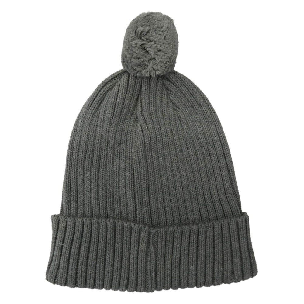 Supreme シュプリーム 13AW Ribbed Beanie スモールボックスロゴ ニットキャップ ビーニー ボンボン付き グレー系【中古】