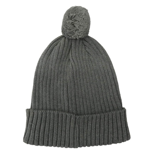 Supreme シュプリーム 13AW Ribbed Beanie スモールボックスロゴ ニットキャップ ビーニー ボンボン付き グレー系【中古】