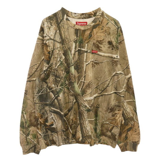 Supreme シュプリーム 25AW Small Box L/S Tee Realtree AP Camo スモールボックスロゴ リアルツリー APカモ ロングスリーブ 長袖カットソー ベージュ系 S【新古品】【未使用】【中古】