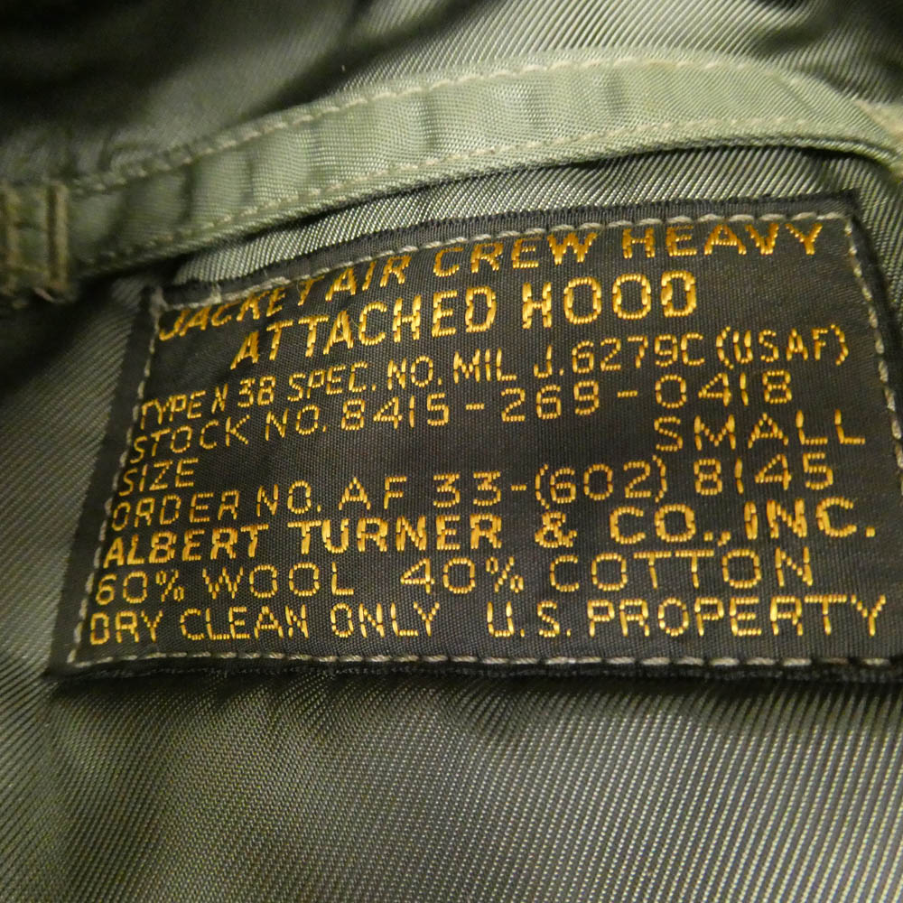 The REAL McCOY'S ザリアルマッコイズ ALBERT TURNER 実名復刻 N-3B FLIGHT JACKET フライトジャケット ミリタリージャケット カーキ系 S【中古】