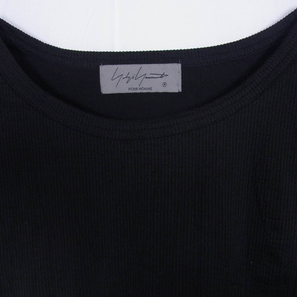 Yohji Yamamoto POUR HOMME ヨウジヤマモトプールオム 22AW HE-T33-082 シワ加工 長袖 ロングスリーブ カットソー Tシャツ ブラック系 3【中古】