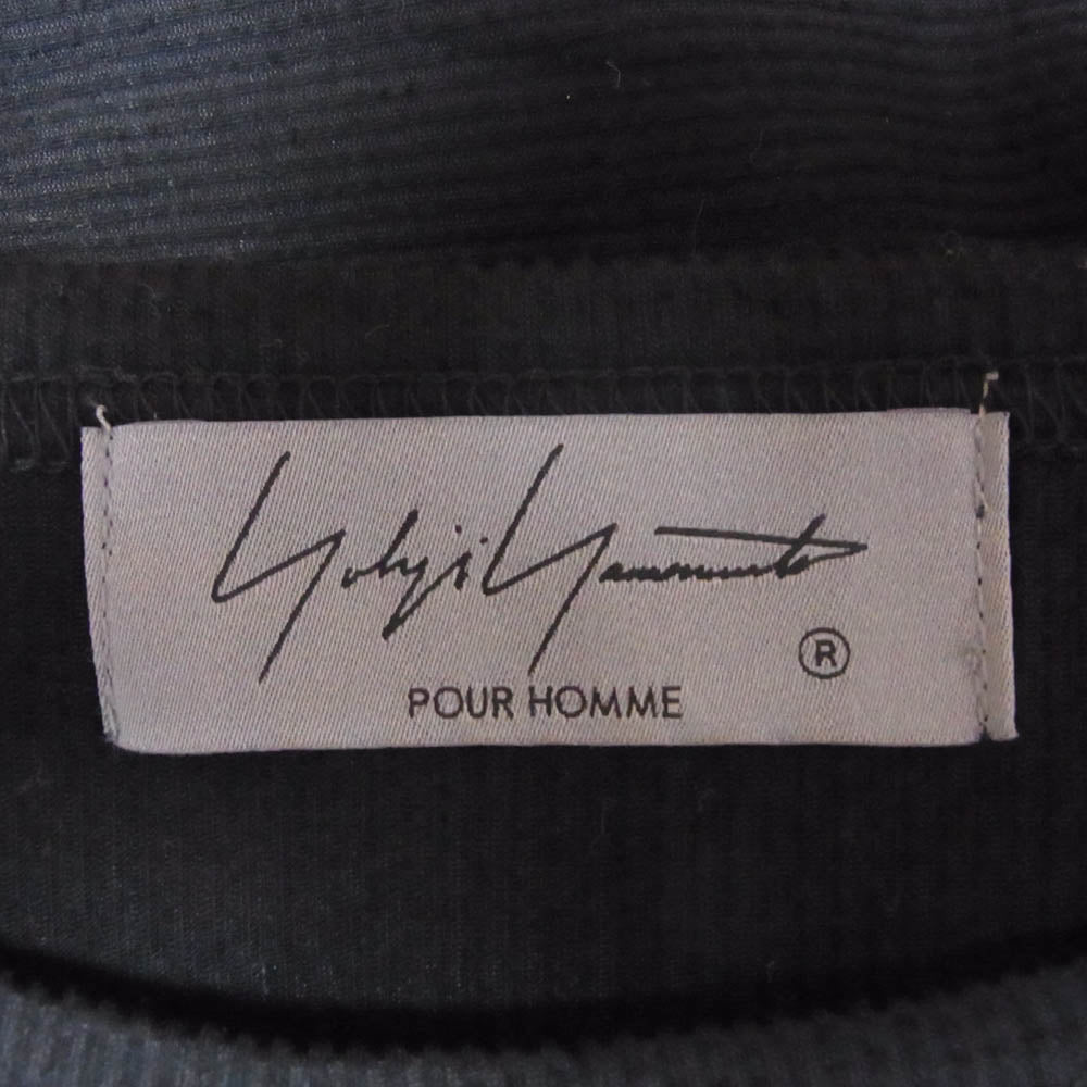 Yohji Yamamoto POUR HOMME ヨウジヤマモトプールオム 22AW HE-T33-082 シワ加工 長袖 ロングスリーブ カットソー Tシャツ ブラック系 3【中古】
