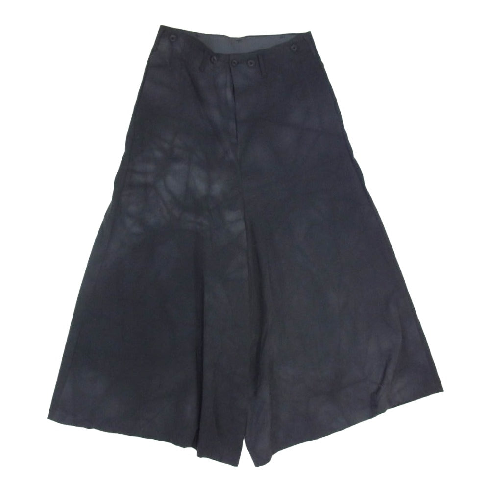 Yohji Yamamoto POUR HOMME ヨウジヤマモトプールオム 18AW HV-P42-507 シワギャバ ムラ染め ウールギャバ ダブルアジャスター オーバーパンツ ブラック系 2【中古】