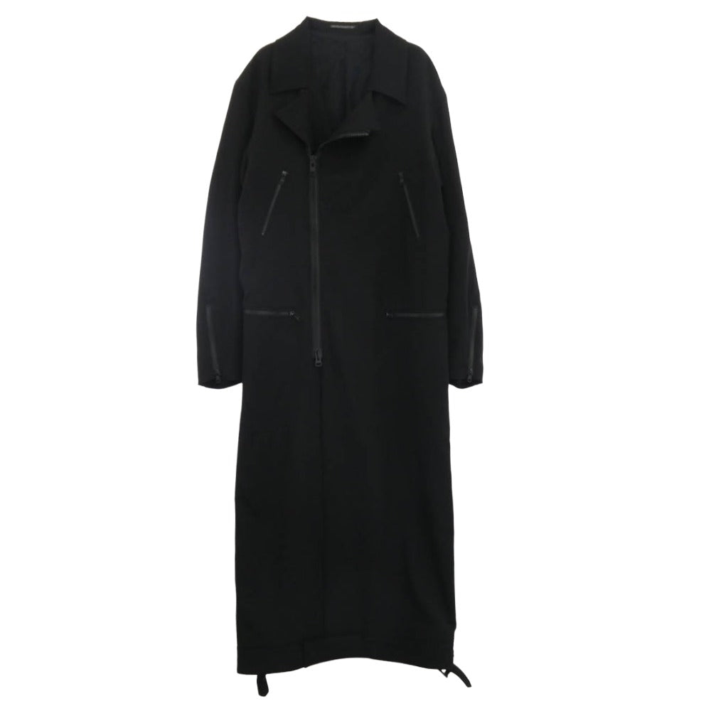 Yohji Yamamoto POUR HOMME ヨウジヤマモトプールオム 20SS HN-D05-100 シワギャバ ウールギャバジン ロング ライダース コート ブラック系【美品】【中古】