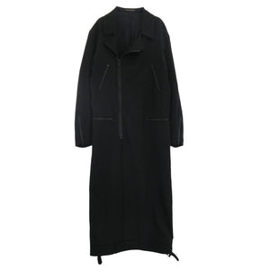 Yohji Yamamoto POUR HOMME ヨウジヤマモトプールオム 20SS HN-D05-100 シワギャバ ウールギャバジン ロング ライダース コート ブラック系【美品】【中古】