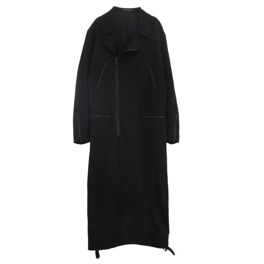 Yohji Yamamoto POUR HOMME ヨウジヤマモトプールオム 20SS HN-D05-100 シワギャバ ウールギャバジン ロング ライダース コート ブラック系【美品】【中古】