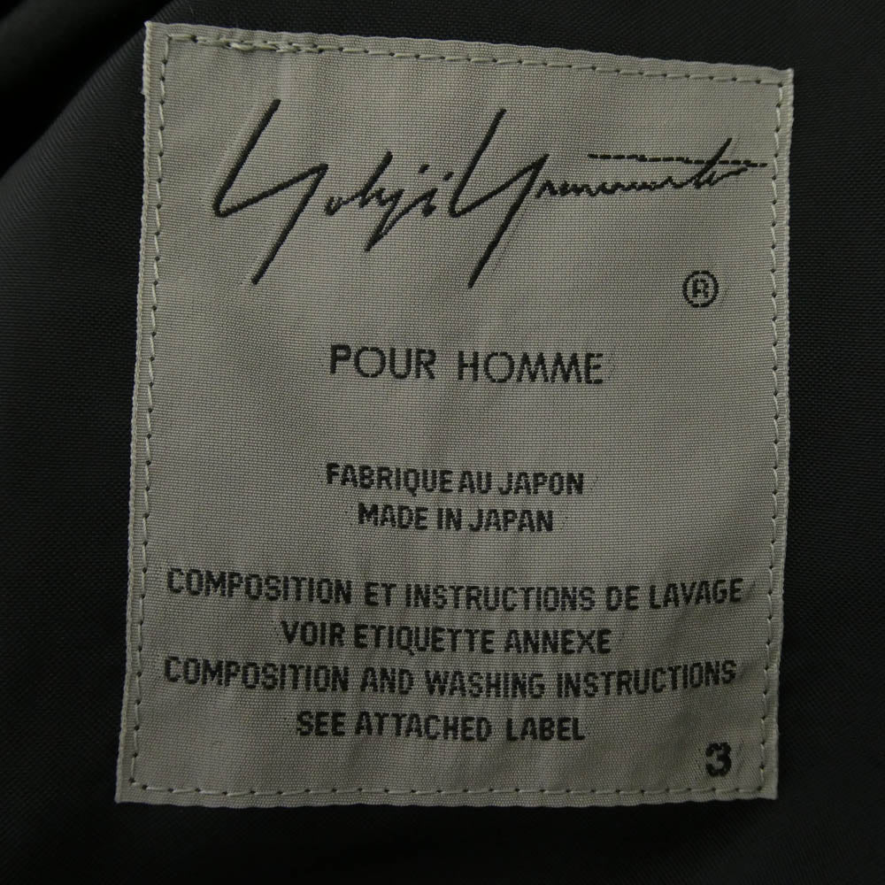 Yohji Yamamoto POUR HOMME ヨウジヤマモトプールオム 20SS HN-D05-100 シワギャバ ウールギャバジン ロング ライダース コート ブラック系【美品】【中古】