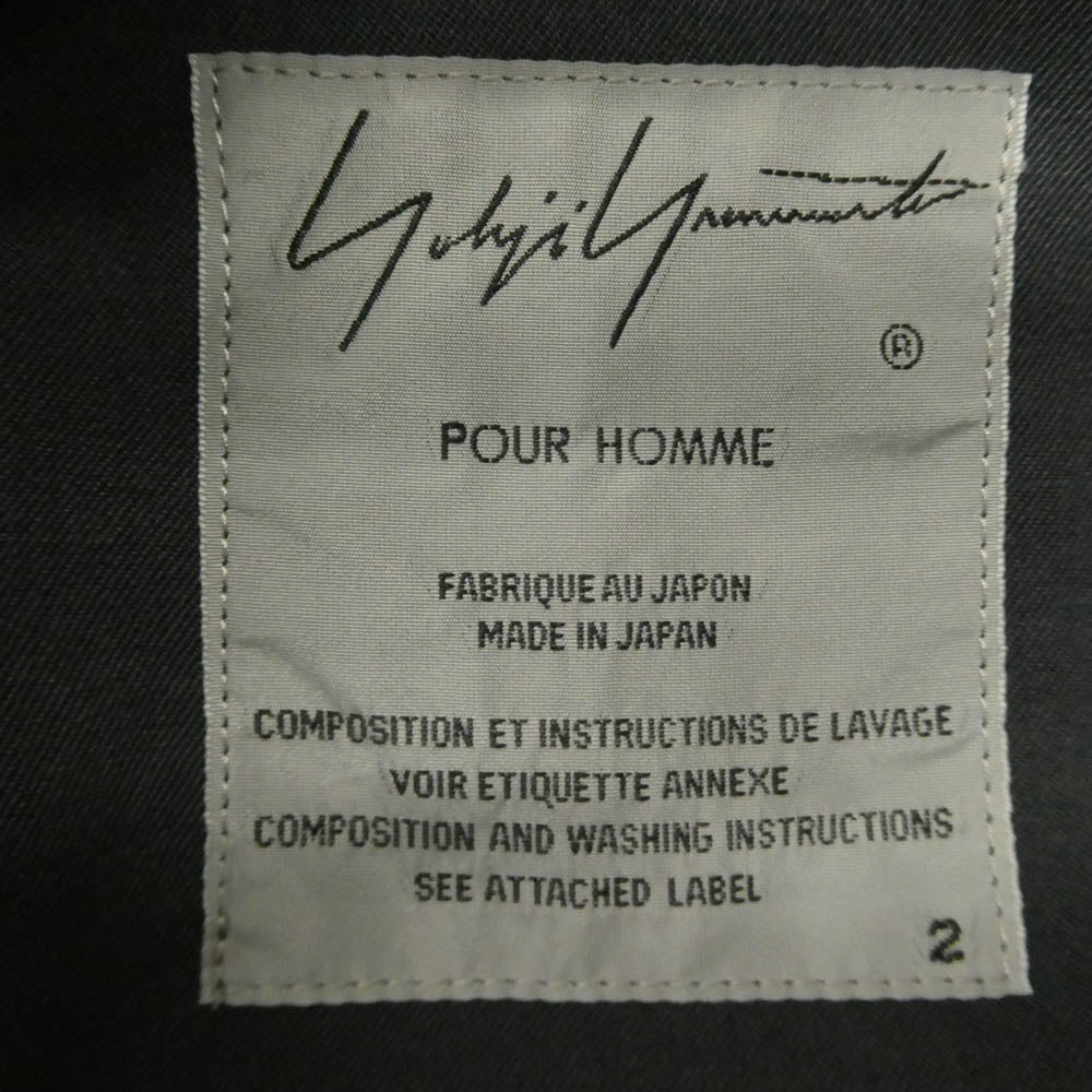 Yohji Yamamoto POUR HOMME ヨウジヤマモトプールオム 18AW HV-J45-828 ウール シワギャバジン 左ゴージZIP2重 ムラ染インナーベスト レイヤードデザイン ヒューマンフェイス ハンドメイド ジャケット ブラック系 2【中古】