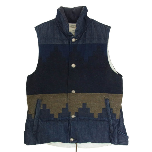 REMI RELIEF レミレリーフ コーデュロイ切替 デニム ダウンベスト インディゴブルー系 M【中古】