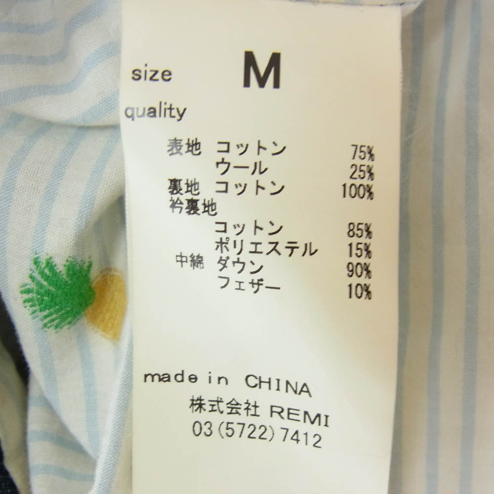 REMI RELIEF レミレリーフ コーデュロイ切替 デニム ダウンベスト インディゴブルー系 M【中古】