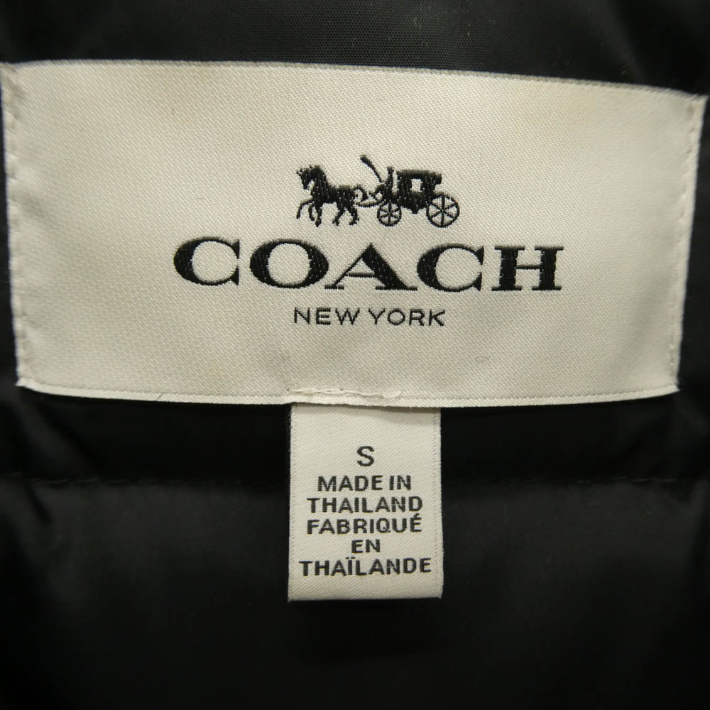 COACH コーチ F86513 Down Parka Hooded Jacket フーデッド ダウンコート フード裏地ボア カーキ系 S【中古】