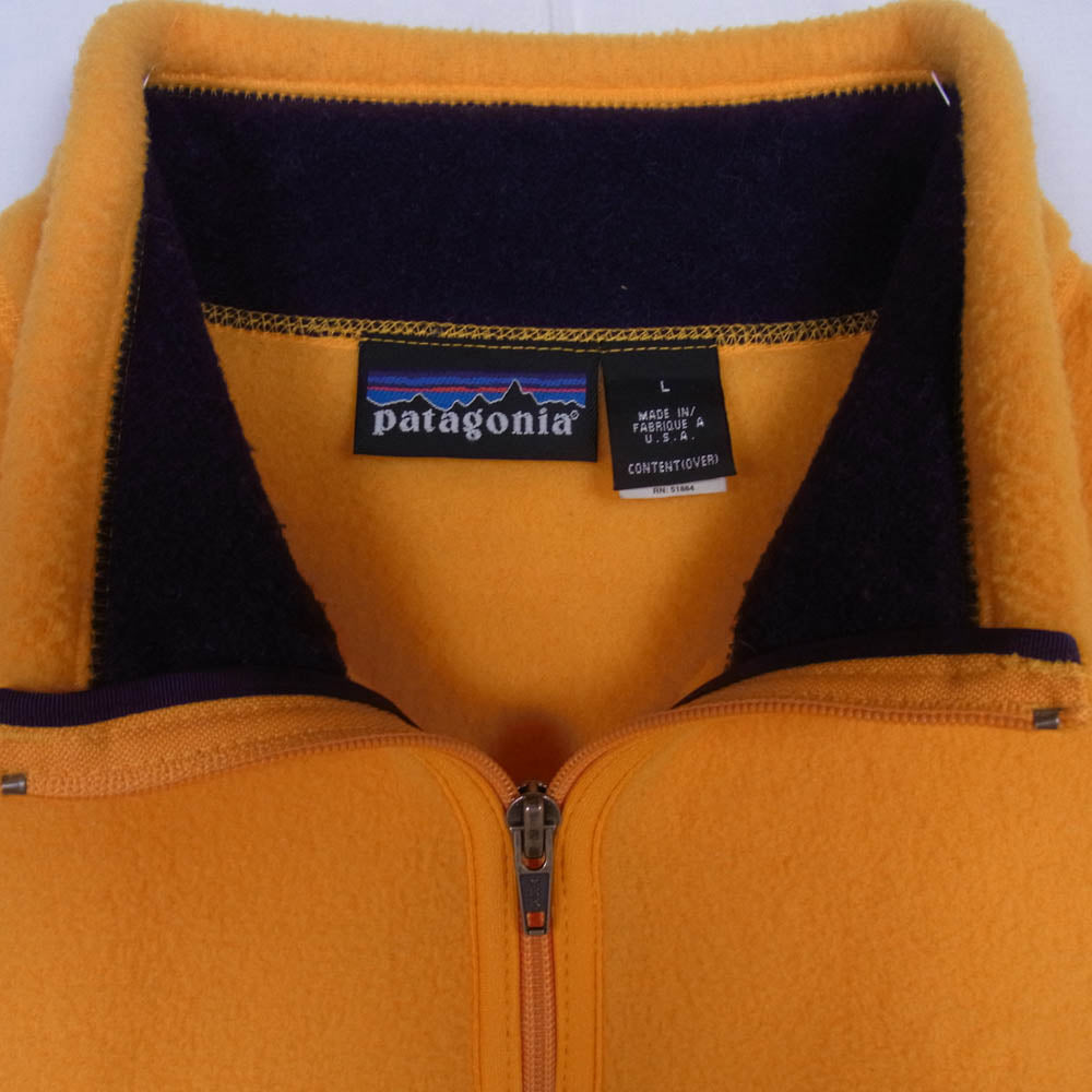 patagonia パタゴニア 90s USA製 シンチラ フルジップ フリース ベスト イエロー系 L【中古】